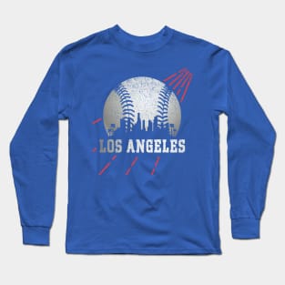 Los Angeles LA City Skyline Baseball Vintage Gameday Dodger Long Sleeve T-Shirt